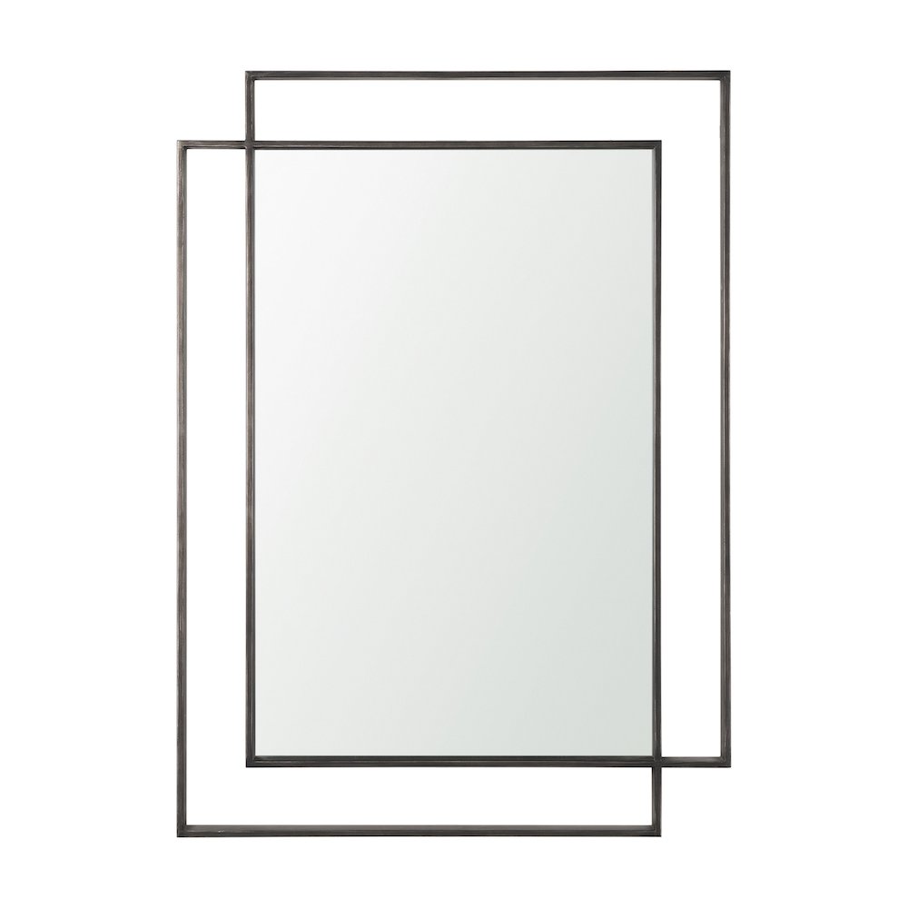 Tiva Rectangular Dual Metal Frame Gunmetal Mirror. Picture 1
