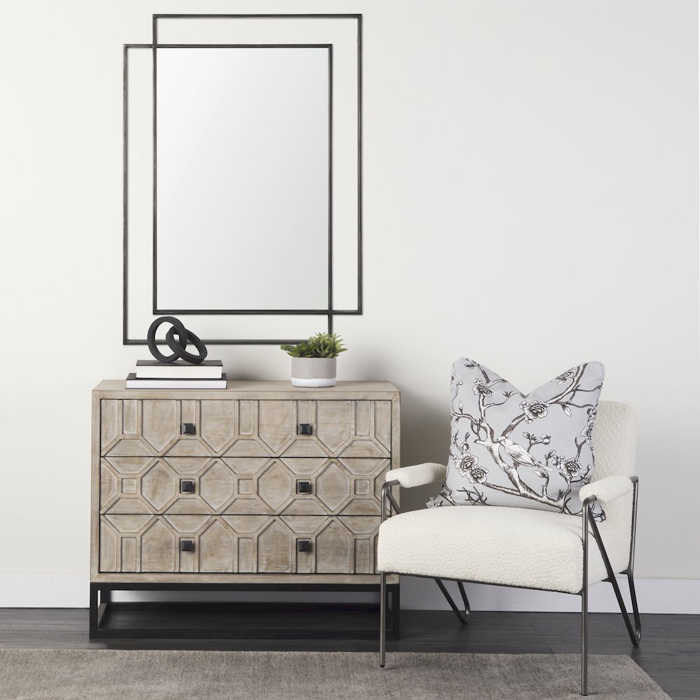Tiva Rectangular Dual Metal Frame Gunmetal Mirror. Picture 2