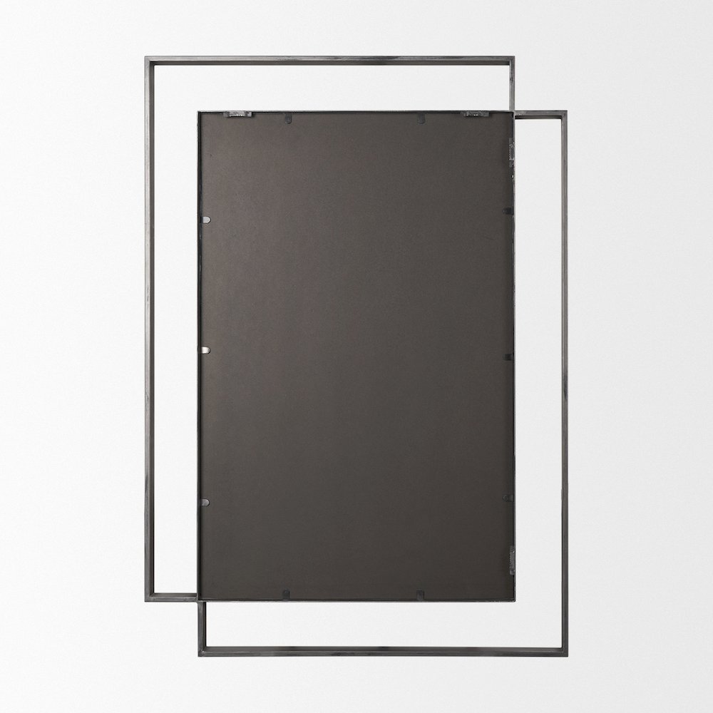 Tiva Rectangular Dual Metal Frame Gunmetal Mirror. Picture 4