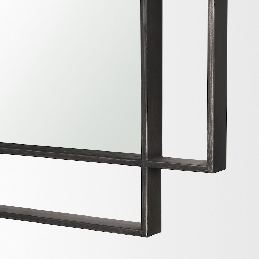 Tiva Rectangular Dual Metal Frame Gunmetal Mirror. Picture 6