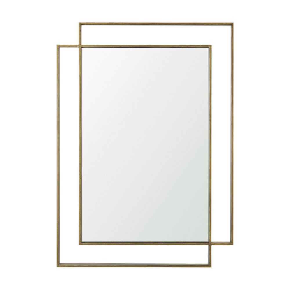 Tiva Rectangular Dual Brushed Gold Metal Framed Mirror. Picture 1