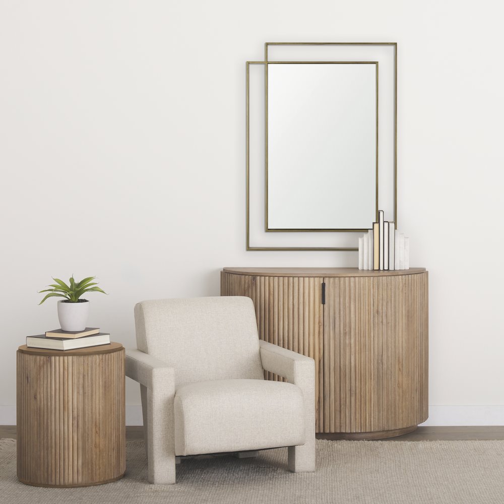 Tiva Rectangular Dual Brushed Gold Metal Framed Mirror. Picture 2