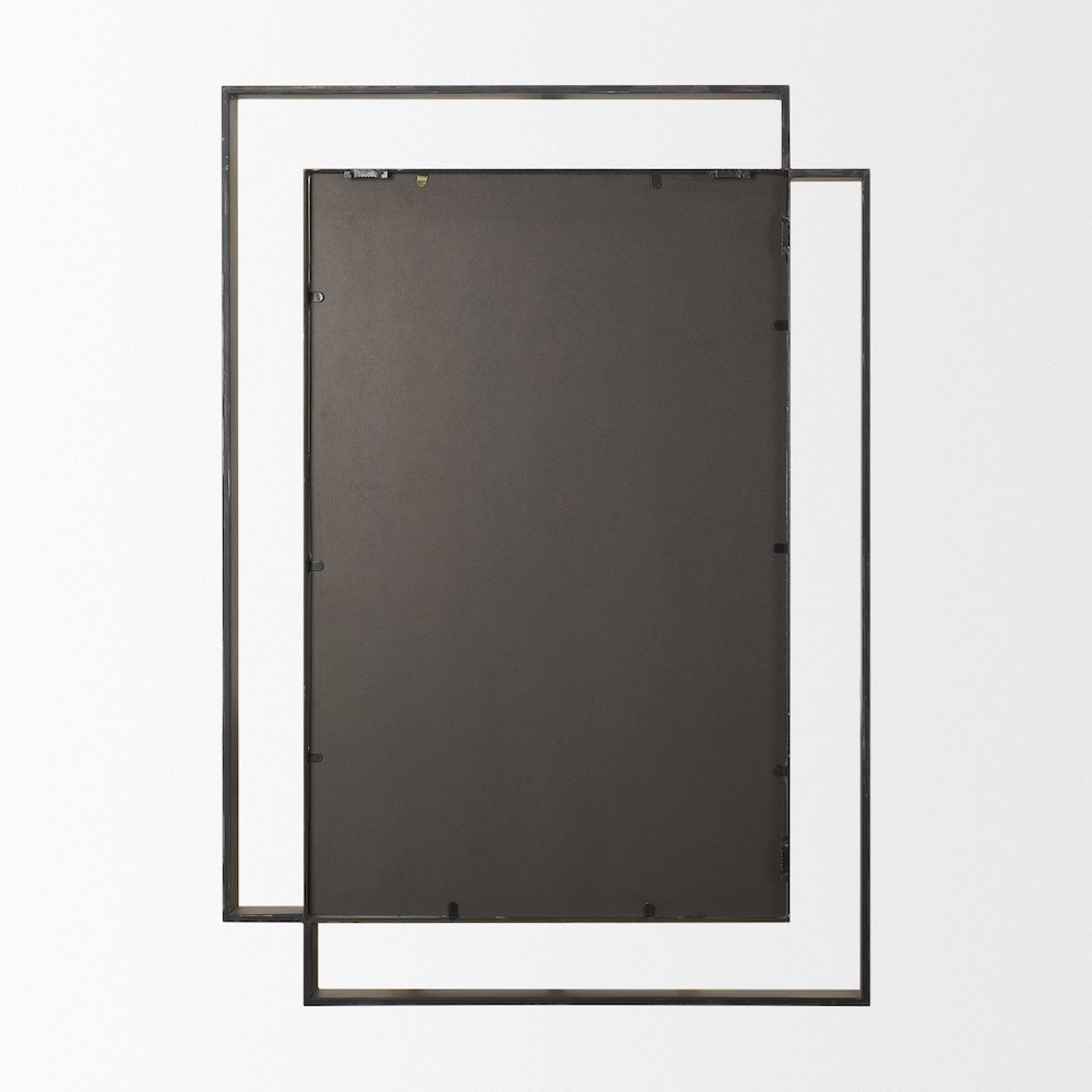 Tiva Rectangular Dual Brushed Gold Metal Framed Mirror. Picture 4