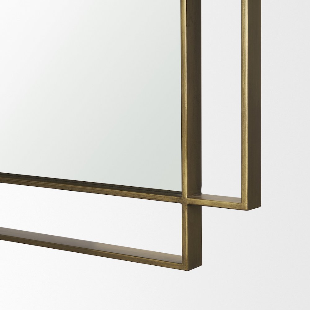 Tiva Rectangular Dual Brushed Gold Metal Framed Mirror. Picture 6