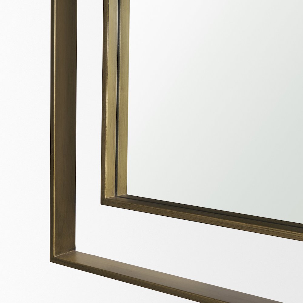 Tiva Rectangular Dual Brushed Gold Metal Framed Mirror. Picture 7