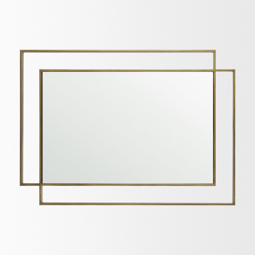 Tiva Rectangular Dual Brushed Gold Metal Framed Mirror. Picture 8