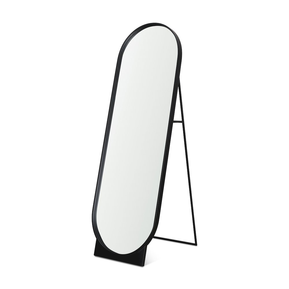 Tillie Oblong Matte Black Metal Standing Floor Mirror. Picture 1