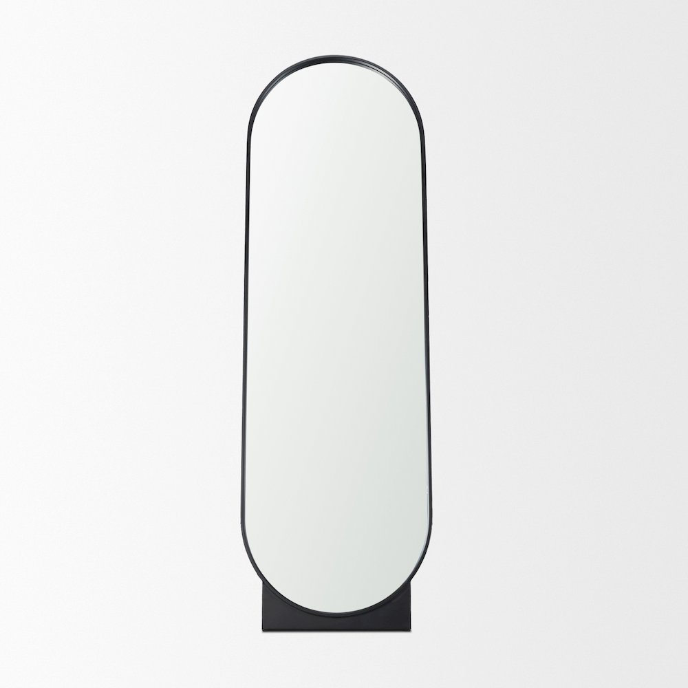 Tillie Oblong Matte Black Metal Standing Floor Mirror. Picture 2