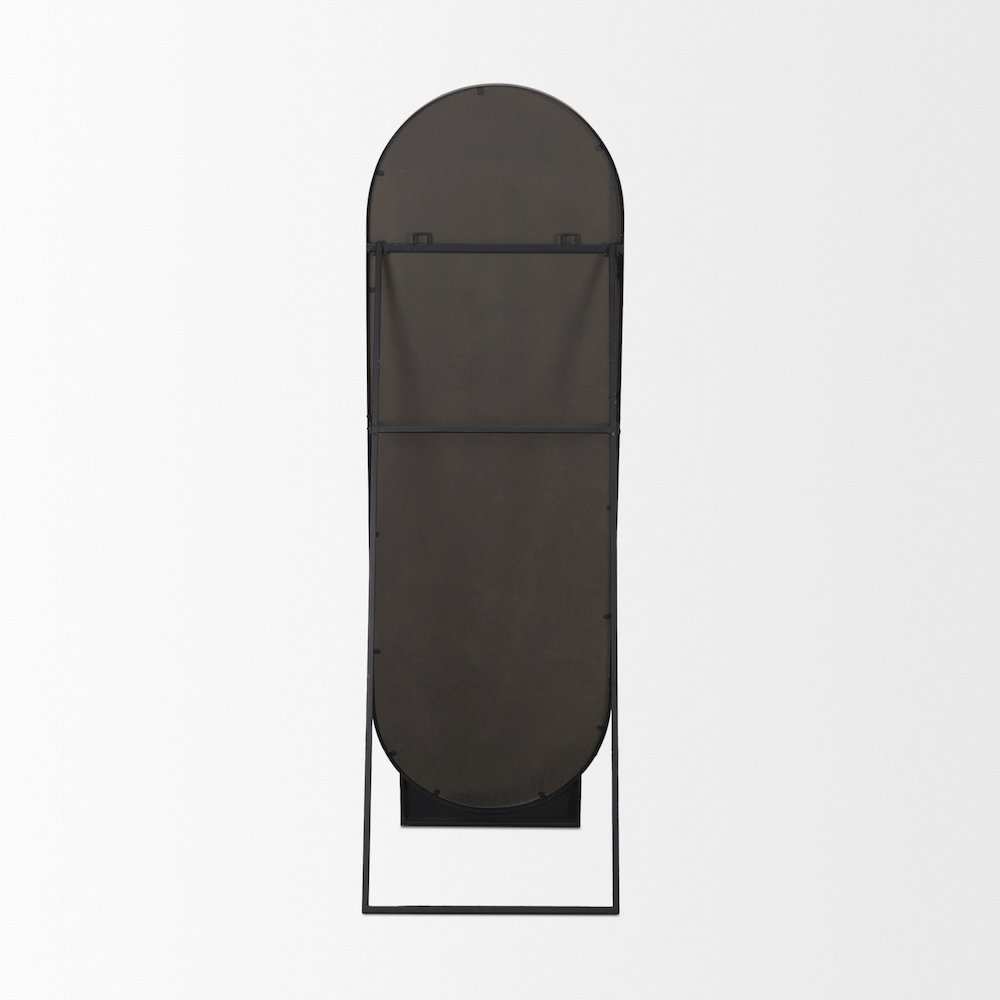 Tillie Oblong Matte Black Metal Standing Floor Mirror. Picture 4