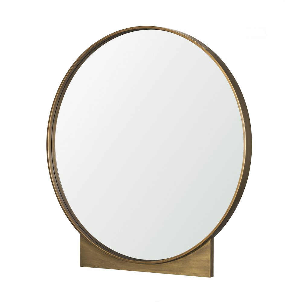 Tillie Round Brushed Gold Metal Frame Wall Mirror. Picture 1