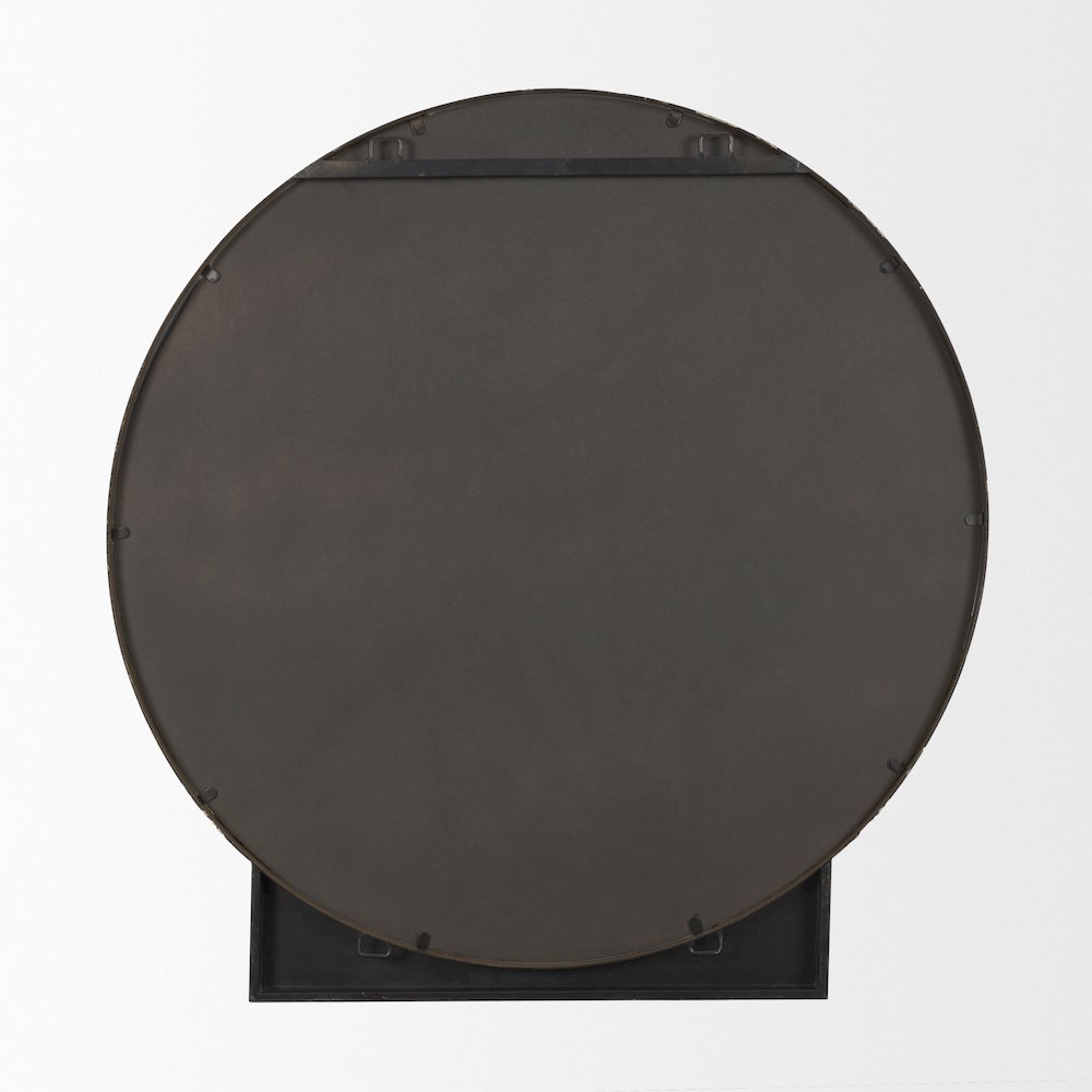 Tillie Round Brushed Gold Metal Frame Wall Mirror. Picture 4