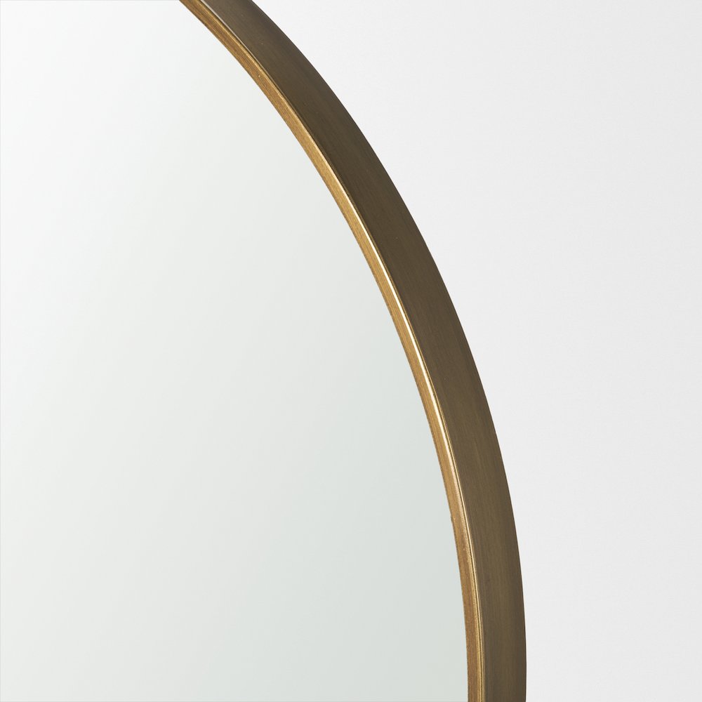 Tillie Round Brushed Gold Metal Frame Wall Mirror. Picture 5