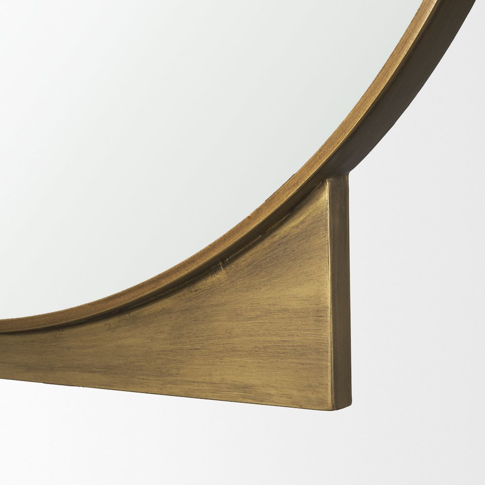Tillie Round Brushed Gold Metal Frame Wall Mirror. Picture 6
