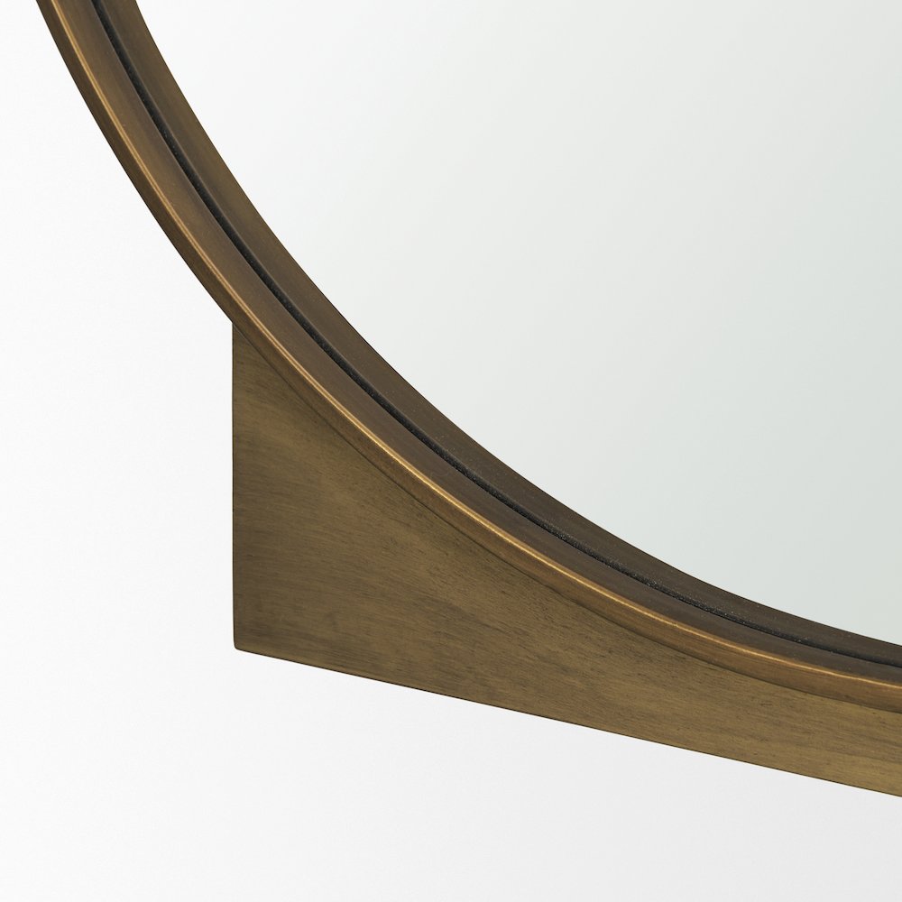 Tillie Round Brushed Gold Metal Frame Wall Mirror. Picture 7