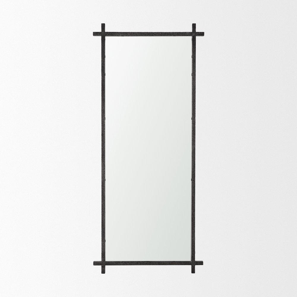 TorGunmetal Textured Metal Cross Frame Wall Mirror. Picture 2