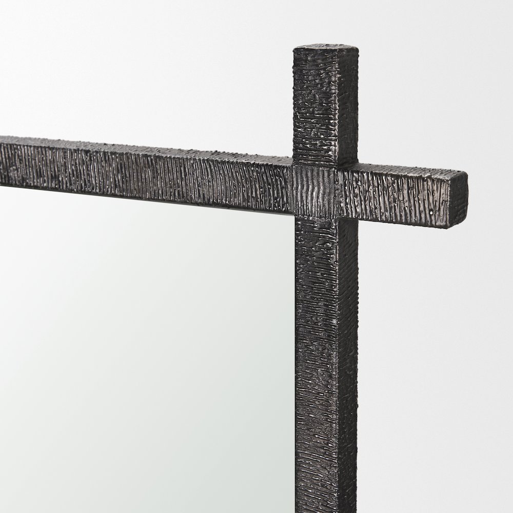 TorGunmetal Textured Metal Cross Frame Wall Mirror. Picture 4
