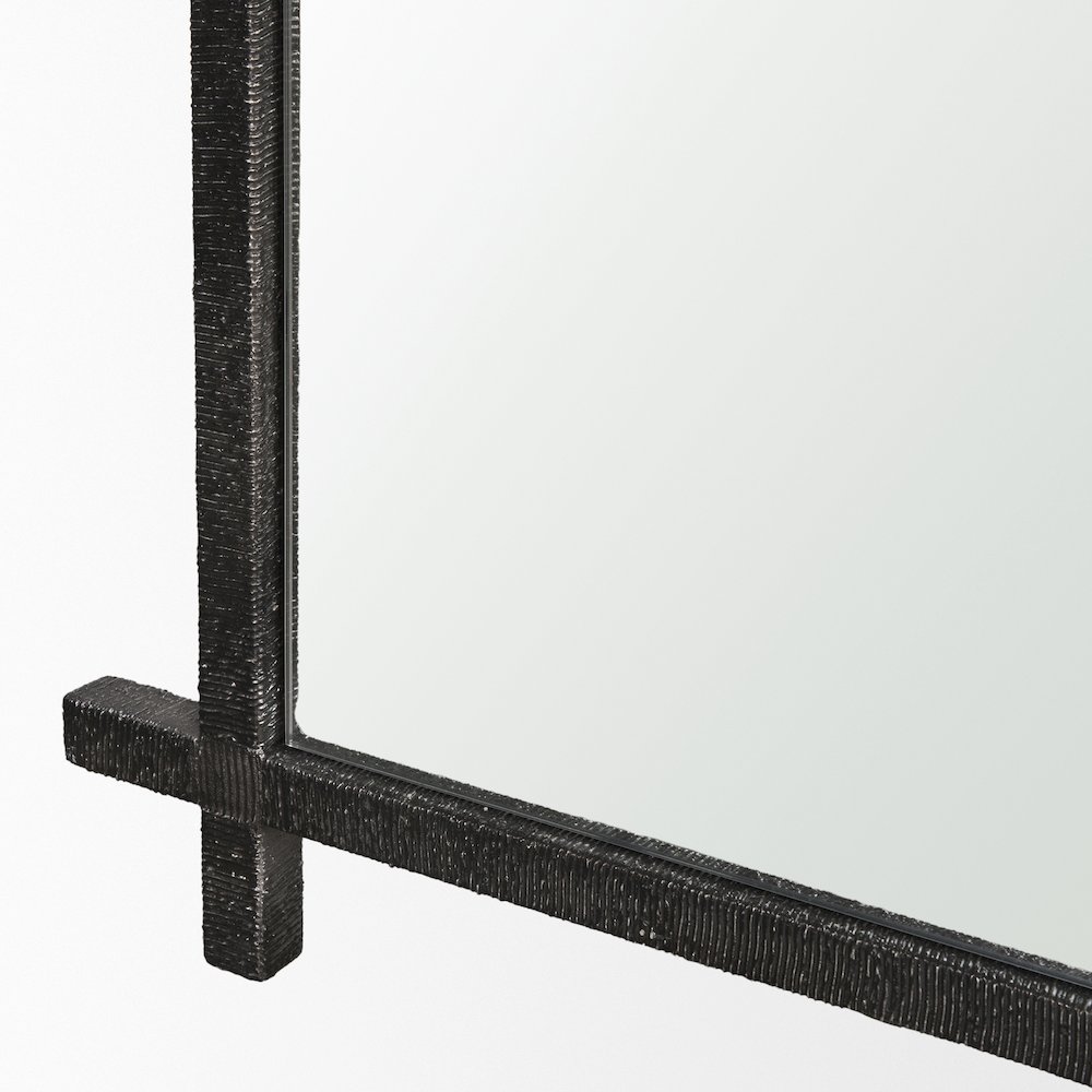 TorGunmetal Textured Metal Cross Frame Wall Mirror. Picture 5