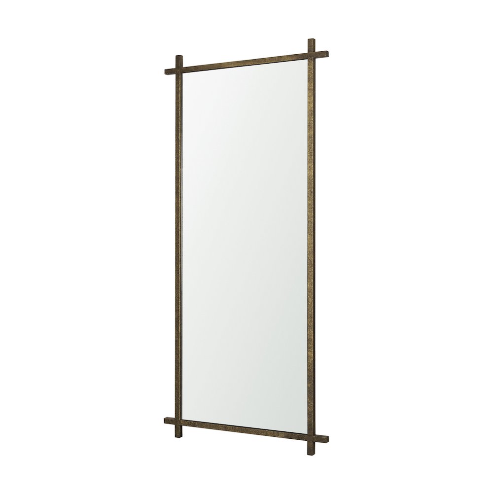 TorTextured Gold Metal Cross Frame Wall Mirror. Picture 1