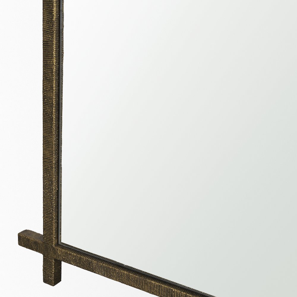 TorTextured Gold Metal Cross Frame Wall Mirror. Picture 5