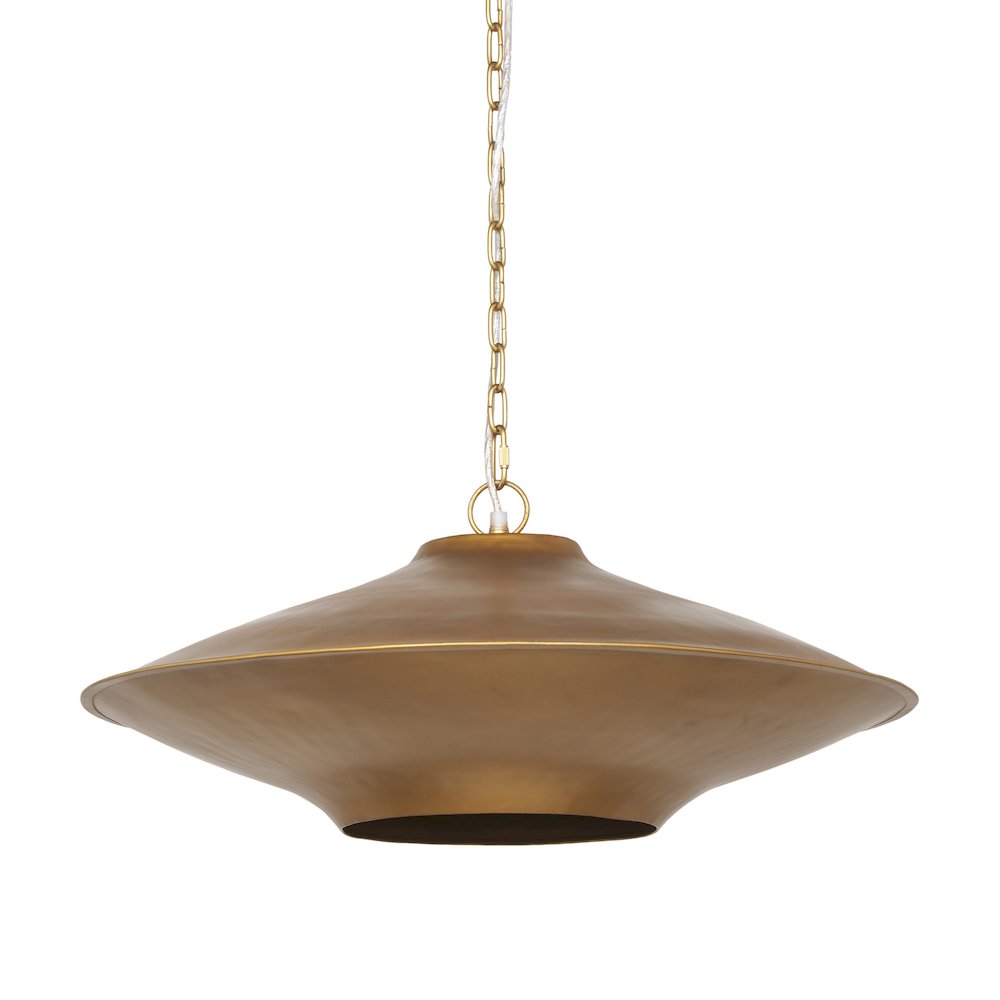 Titus 1-Light Brass Finished Metal Disc Pendant. Picture 1