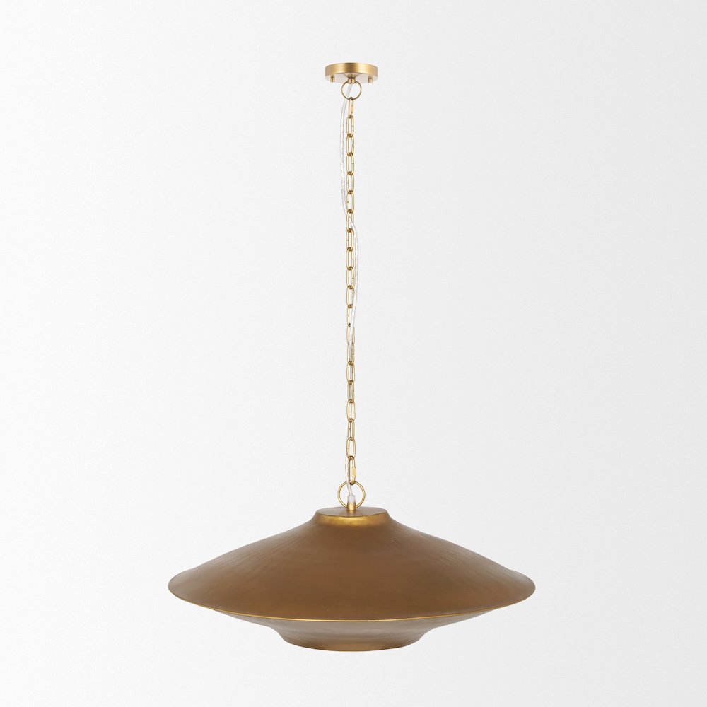 Titus 1-Light Brass Finished Metal Disc Pendant. Picture 2