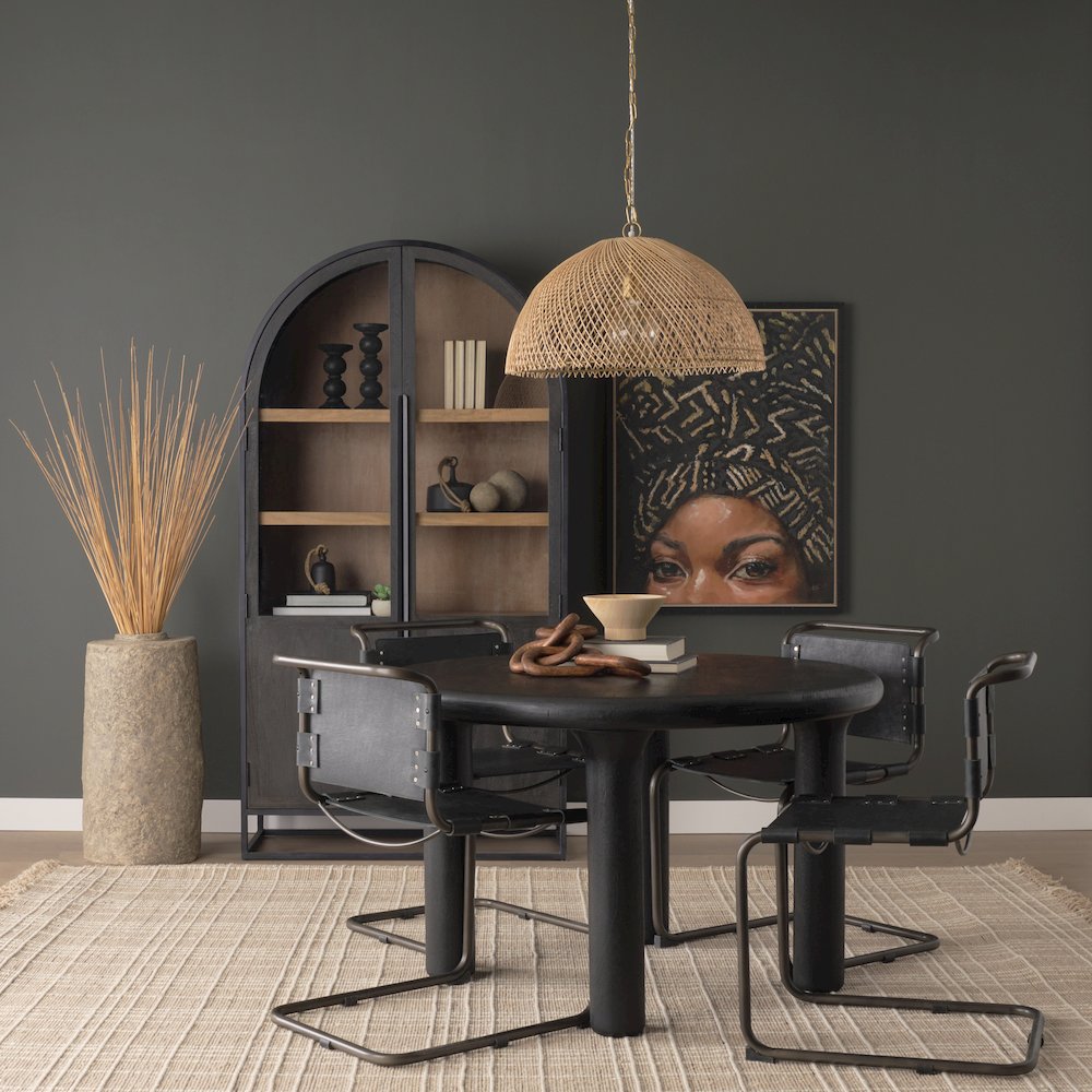 Thad 1-Light Natural Woven Rattan Dome Pendant. Picture 2