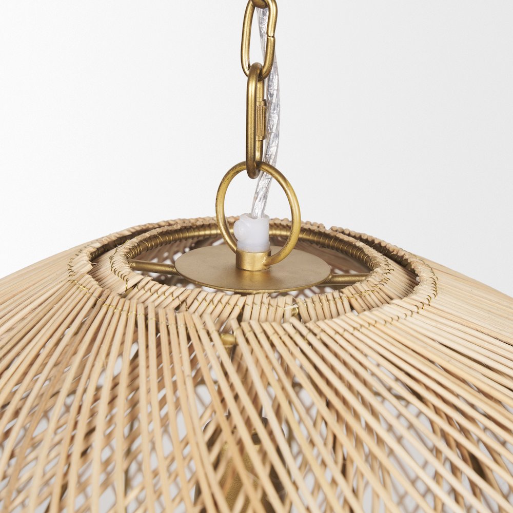 Thad 1-Light Natural Woven Rattan Dome Pendant. Picture 6