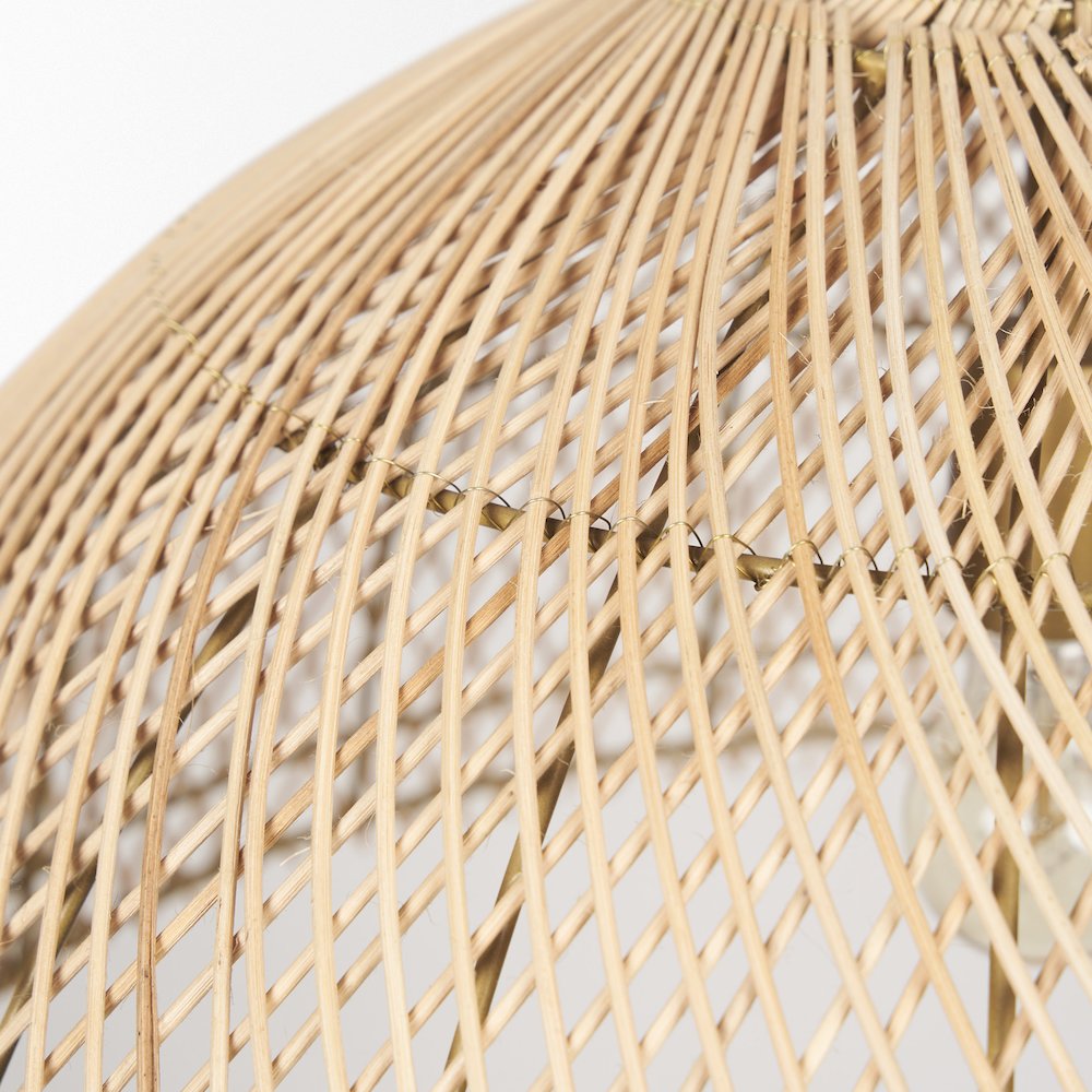 Thad 1-Light Natural Woven Rattan Dome Pendant. Picture 7