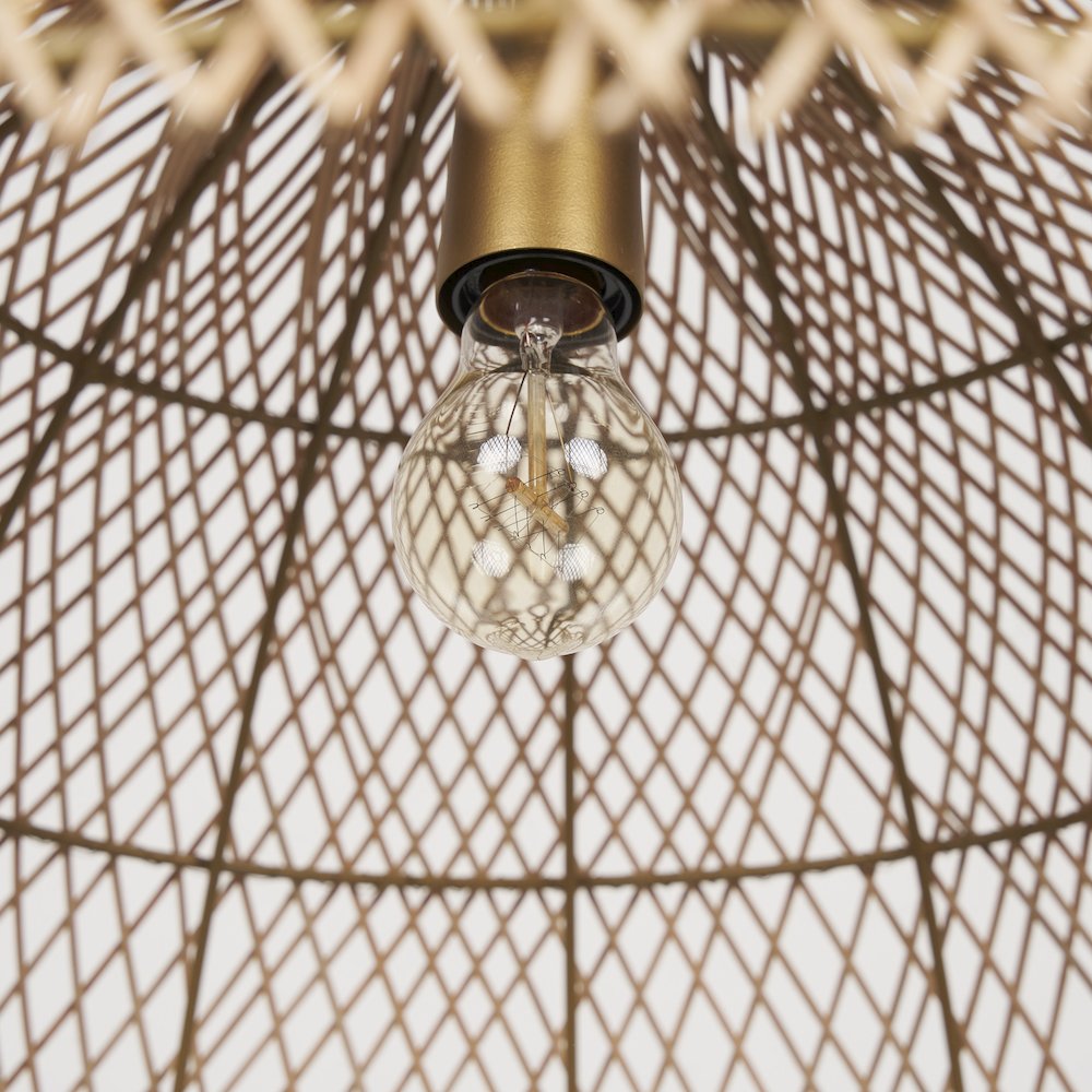 Thad 1-Light Natural Woven Rattan Dome Pendant. Picture 8