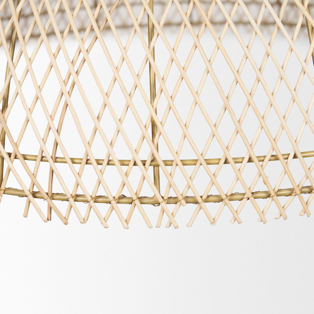 Thad 1-Light Natural Woven Rattan Dome Pendant. Picture 9