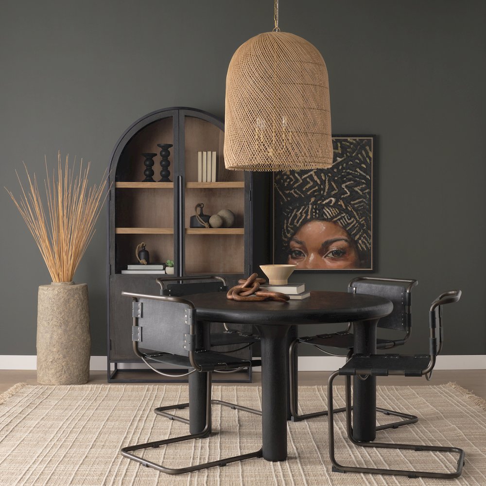4-Light Natural Woven Rattan Foyer Chandelier. Picture 2