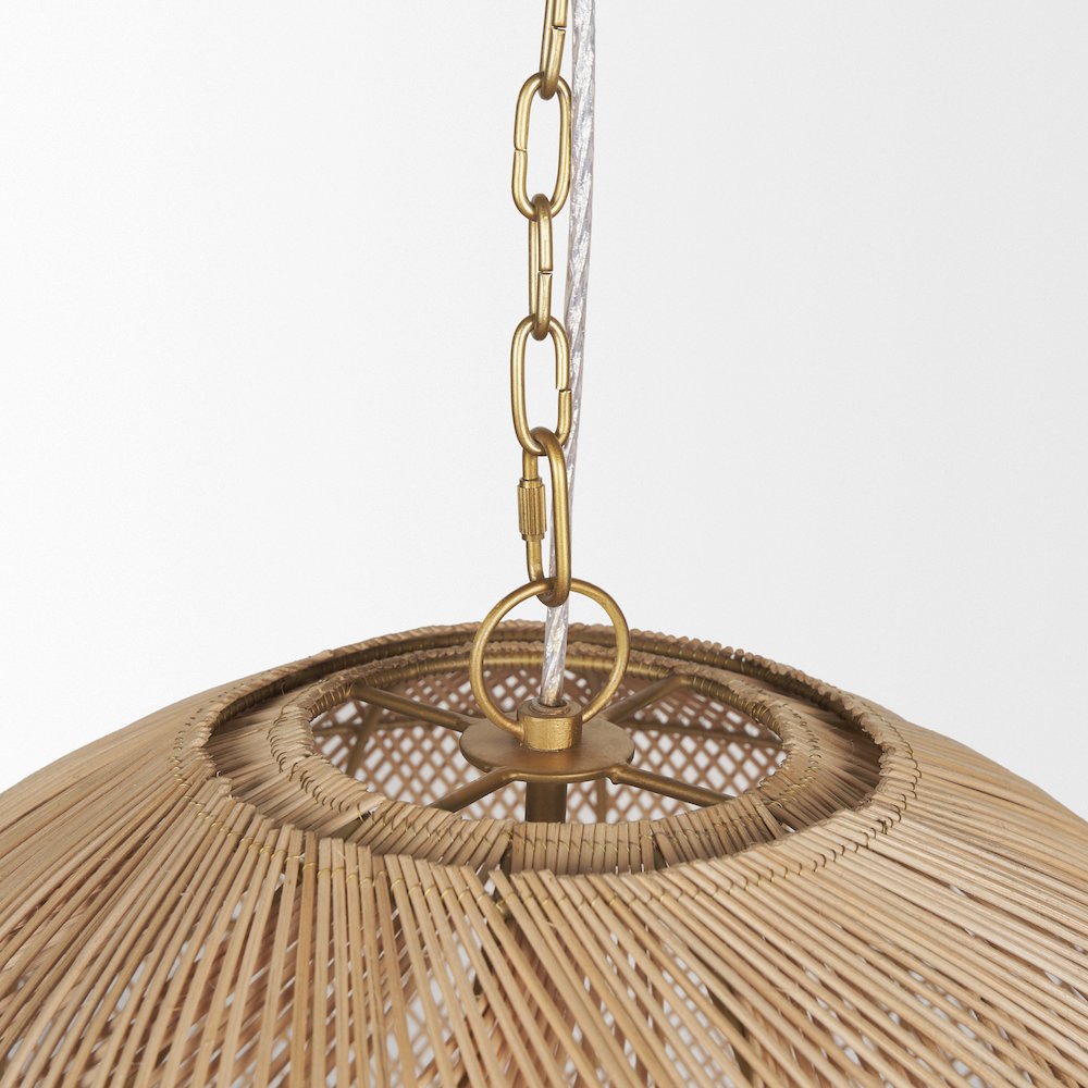 4-Light Natural Woven Rattan Foyer Chandelier. Picture 6