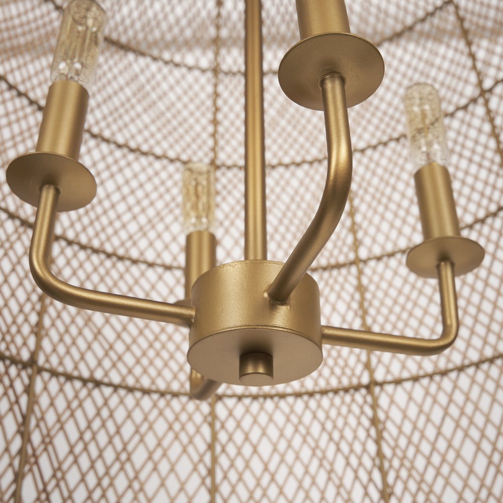 4-Light Natural Woven Rattan Foyer Chandelier. Picture 8