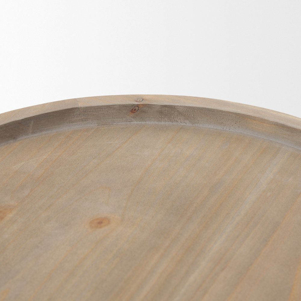 Virve Round Light Brown Wood Gray Wash Wooden Trays. Picture 6