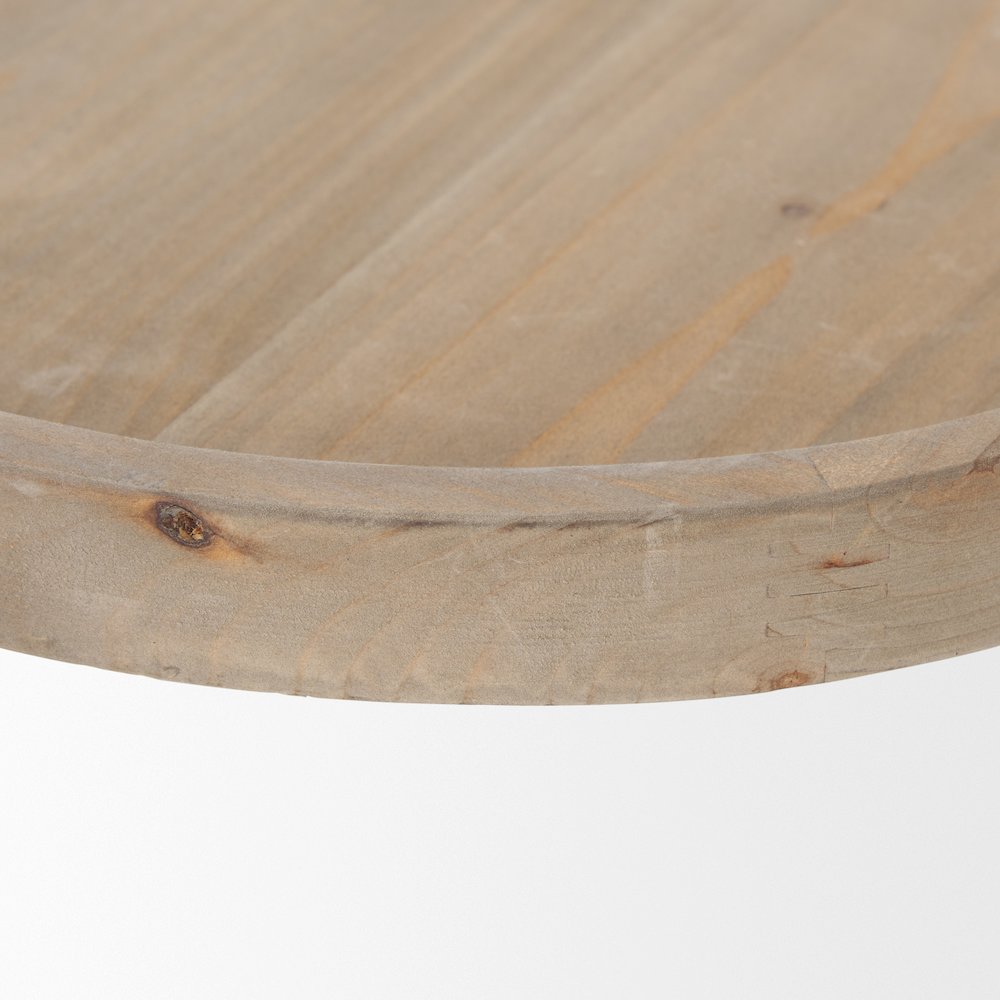 Virve Round Light Brown Wood Gray Wash Wooden Trays. Picture 7