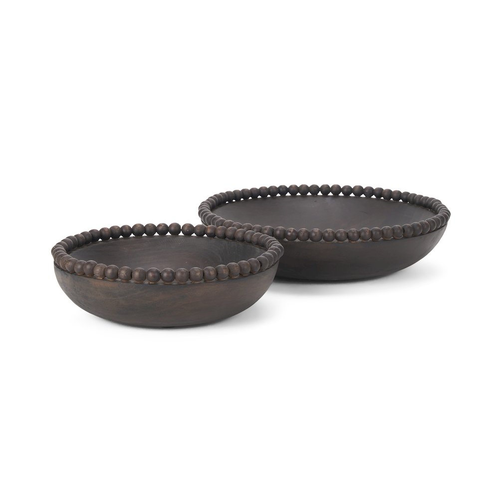 Dark Brown Wood Wood Beads Round Bowls. Picture 1