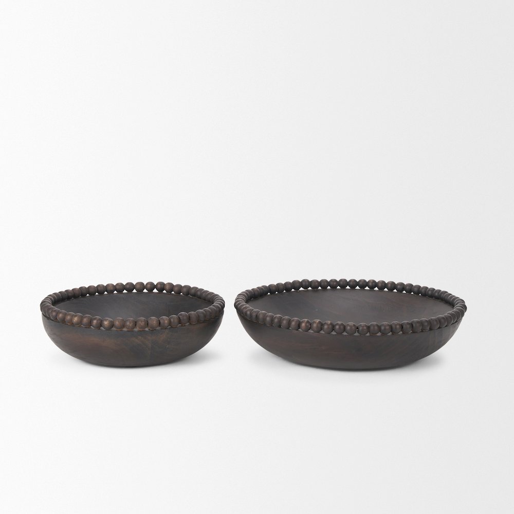 Dark Brown Wood Wood Beads Round Bowls. Picture 3