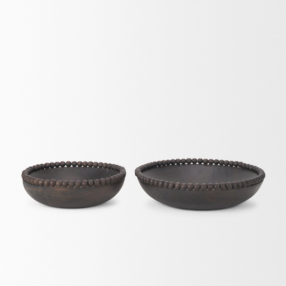Dark Brown Wood Wood Beads Round Bowls. Picture 4