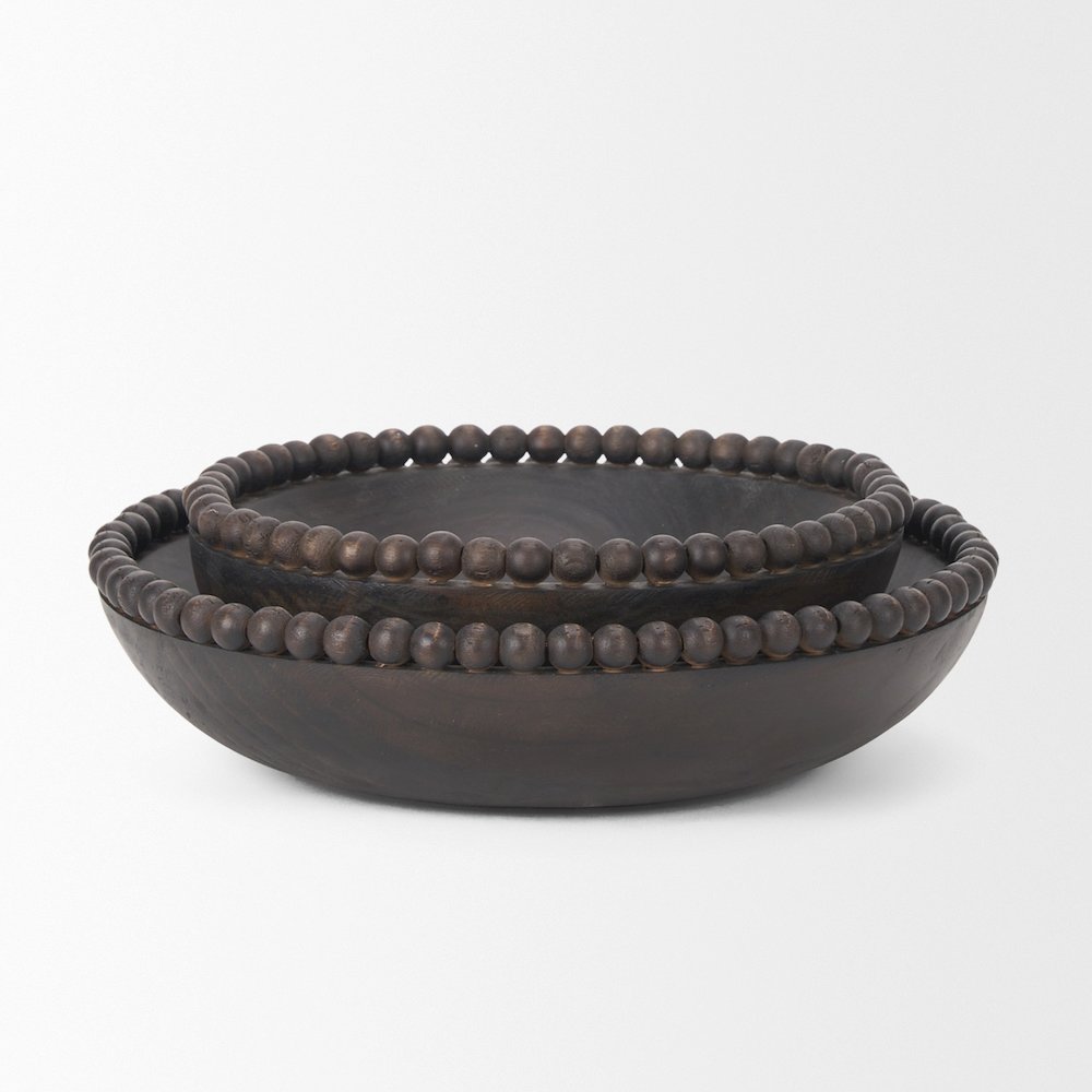 Dark Brown Wood Wood Beads Round Bowls. Picture 5