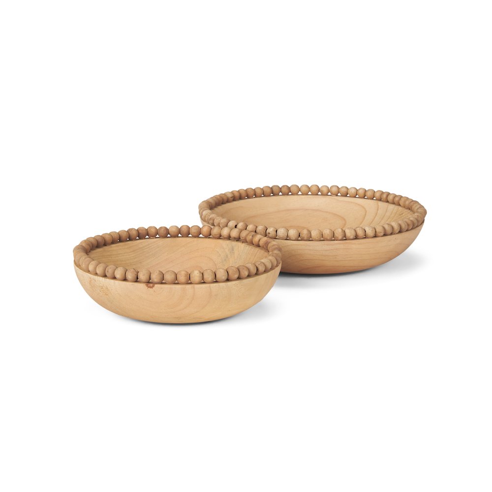 Light Brown Wood Wood Bead Round Bowls. Picture 1