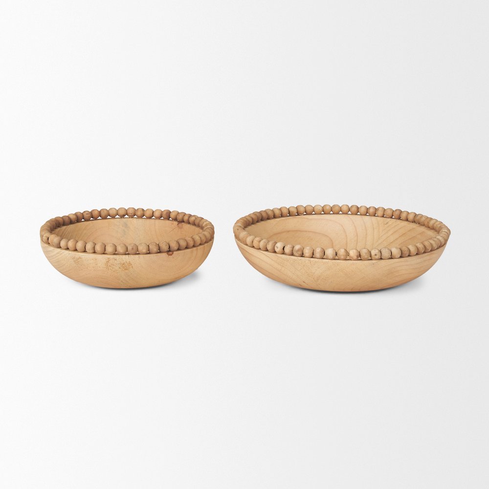 Light Brown Wood Wood Bead Round Bowls. Picture 3