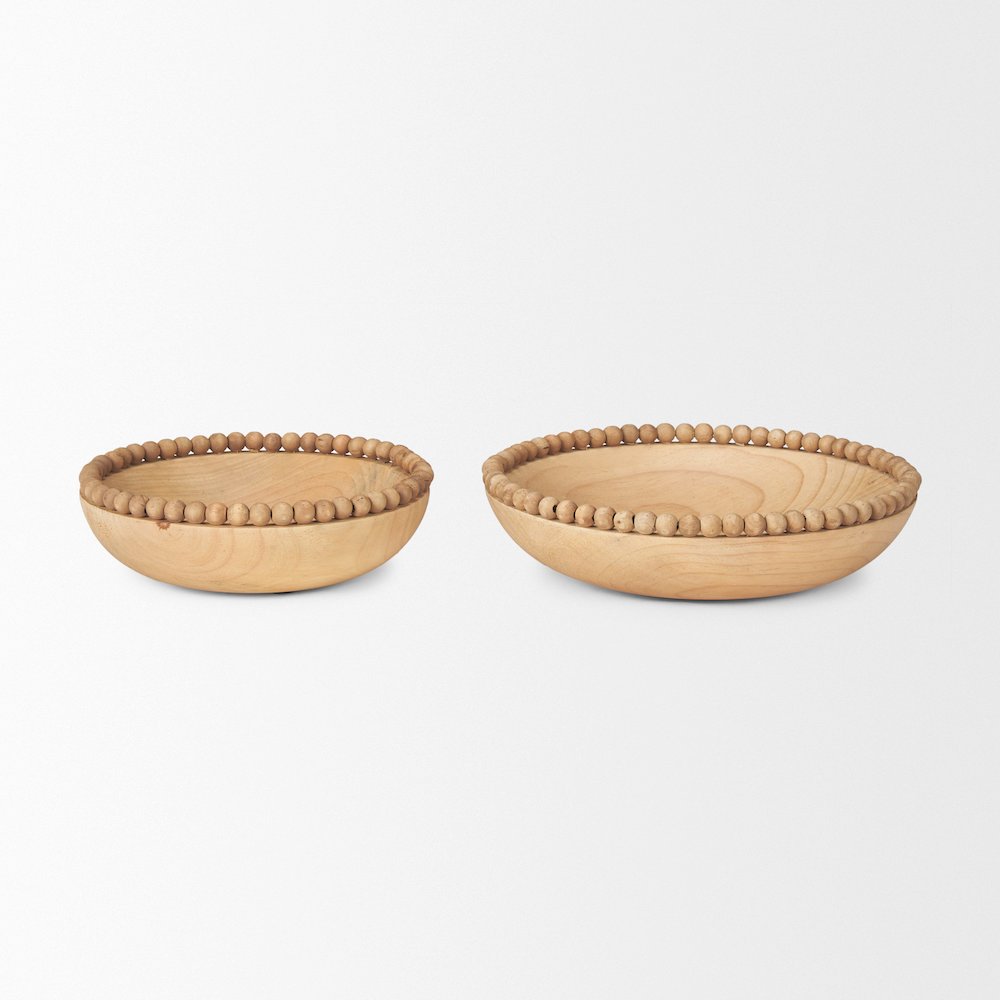 Light Brown Wood Wood Bead Round Bowls. Picture 4