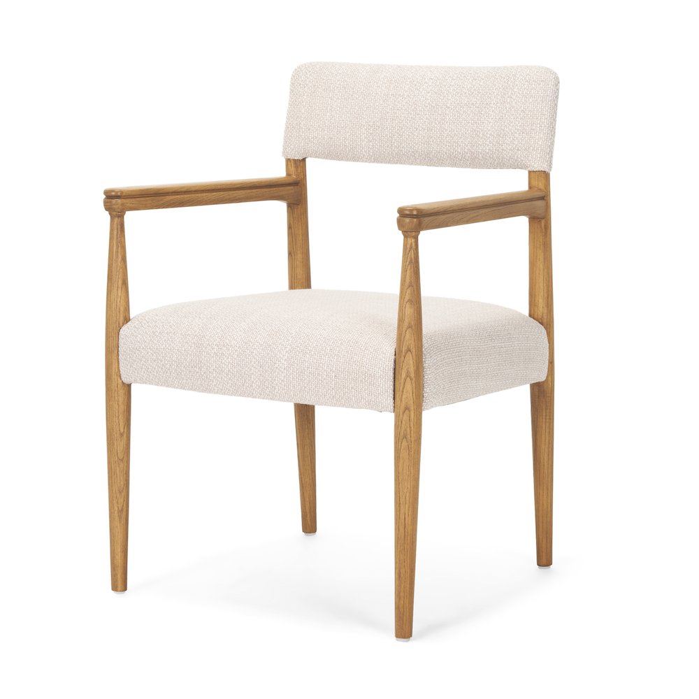 Light Brown Nettlewoodcream Heathered Performance Fabric Dining Chair. Picture 1