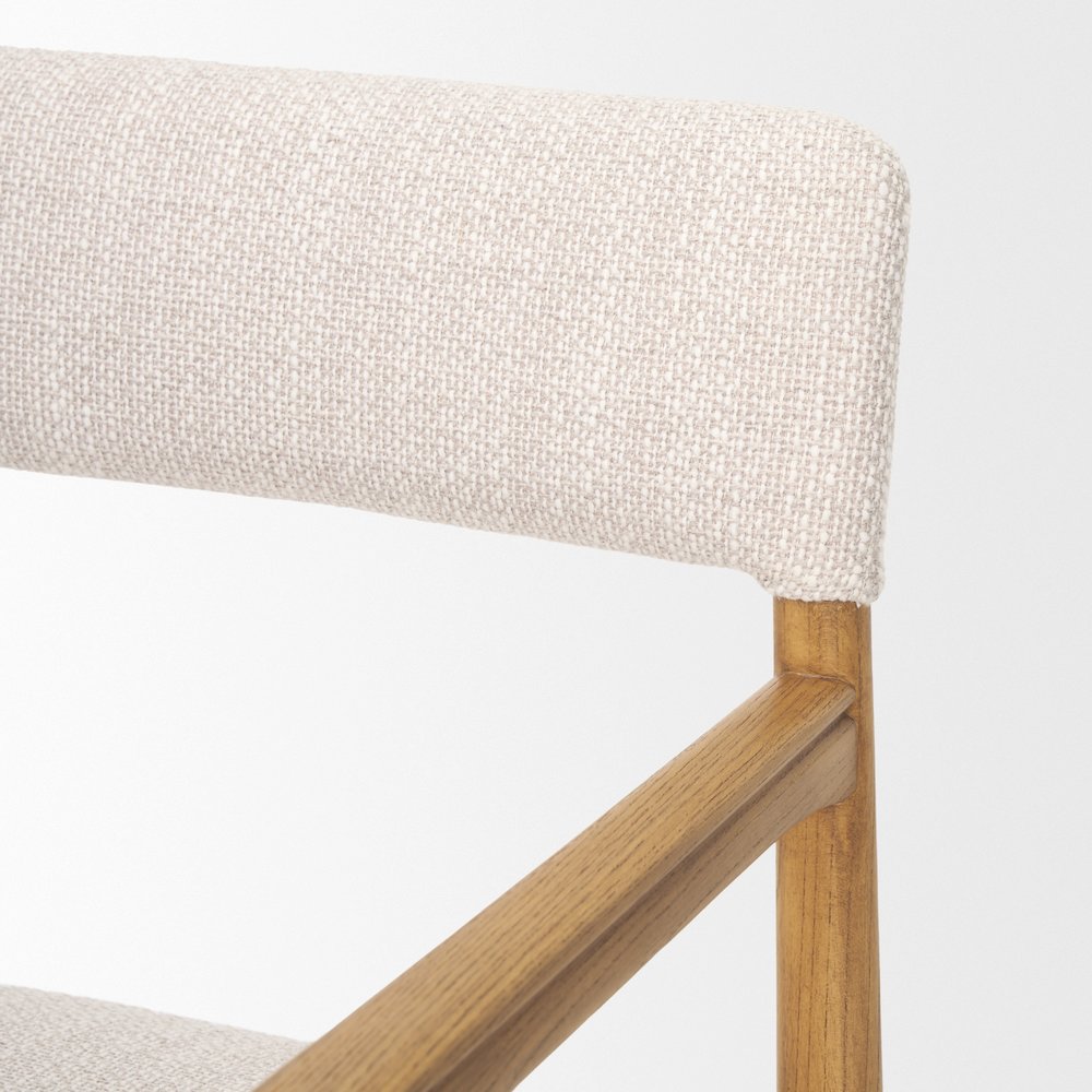 Light Brown Nettlewoodcream Heathered Performance Fabric Dining Chair. Picture 2
