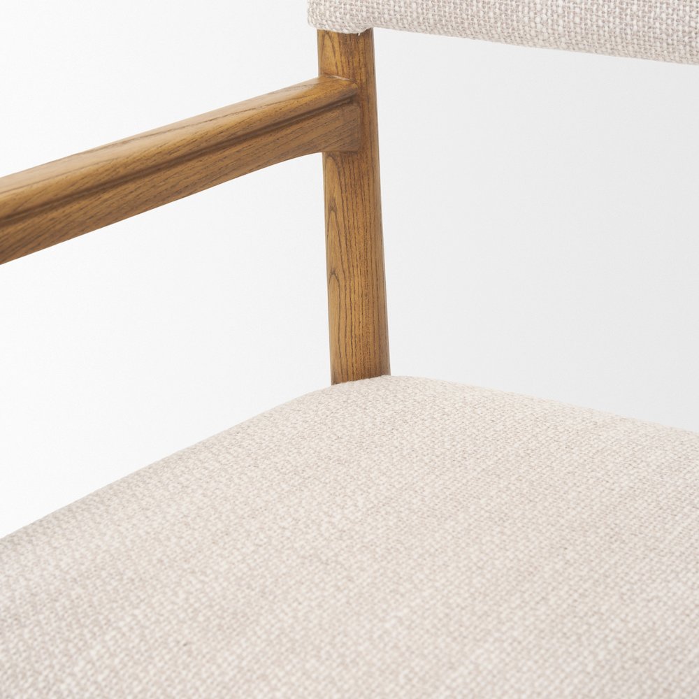 Light Brown Nettlewoodcream Heathered Performance Fabric Dining Chair. Picture 3