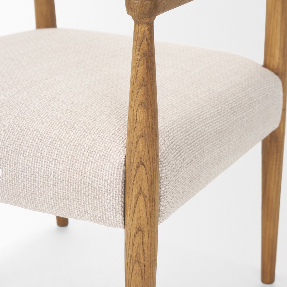 Light Brown Nettlewoodcream Heathered Performance Fabric Dining Chair. Picture 4