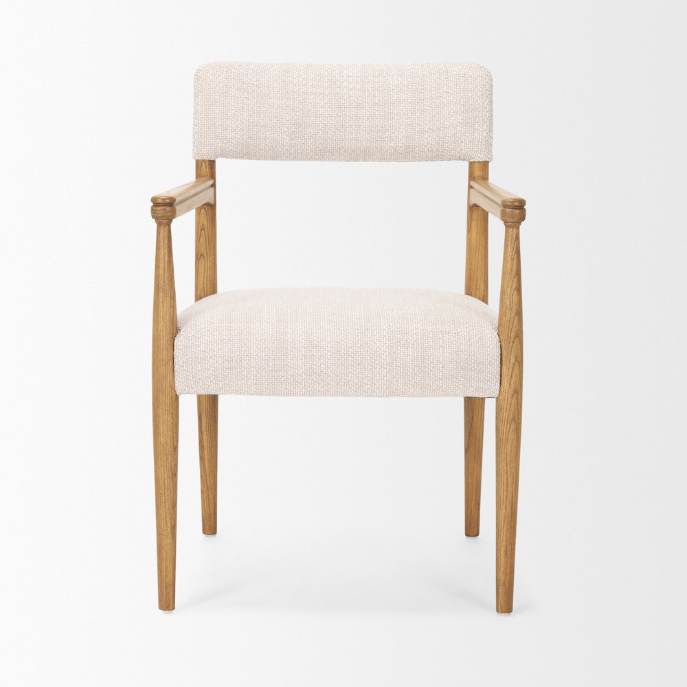Light Brown Nettlewoodcream Heathered Performance Fabric Dining Chair. Picture 9