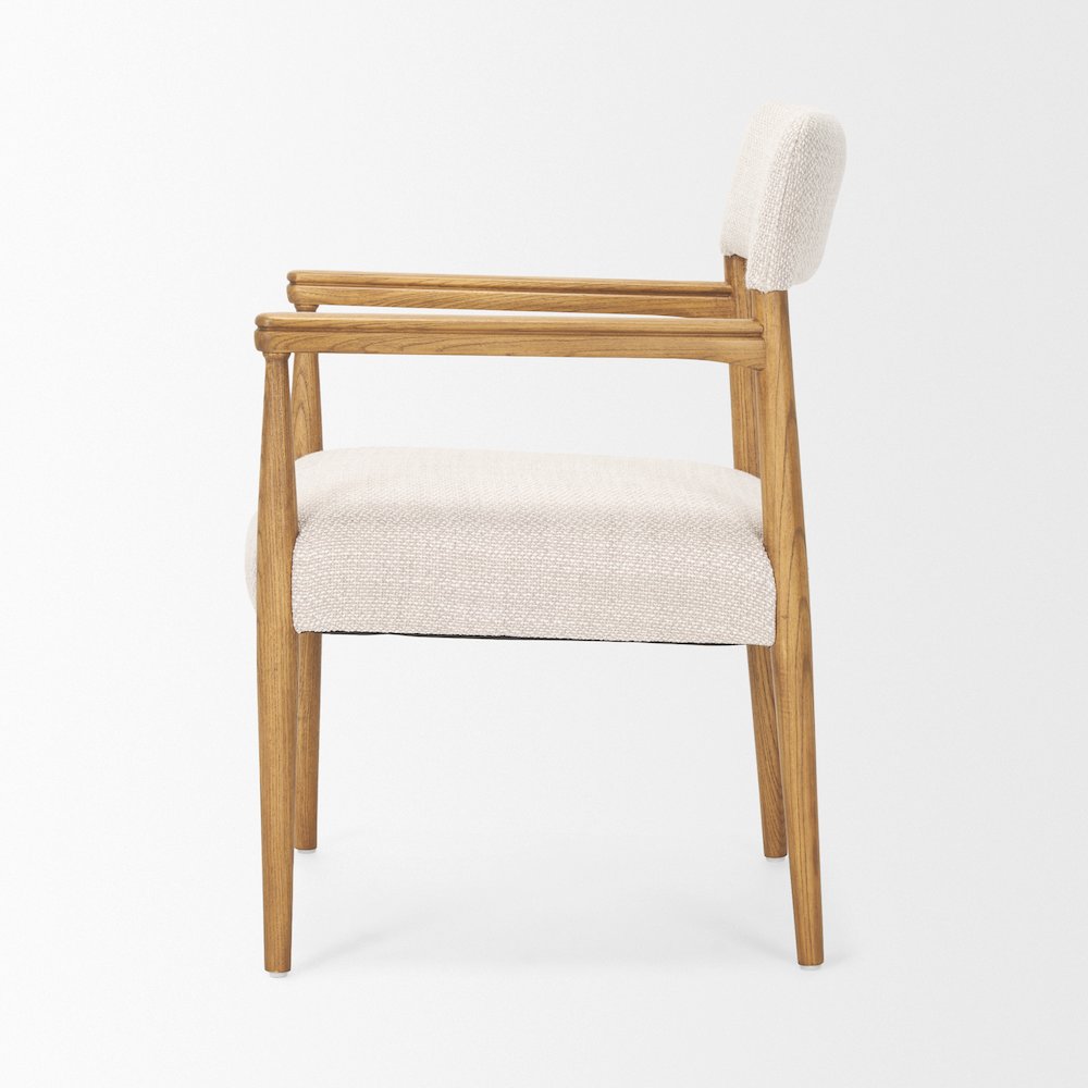 Light Brown Nettlewoodcream Heathered Performance Fabric Dining Chair. Picture 10