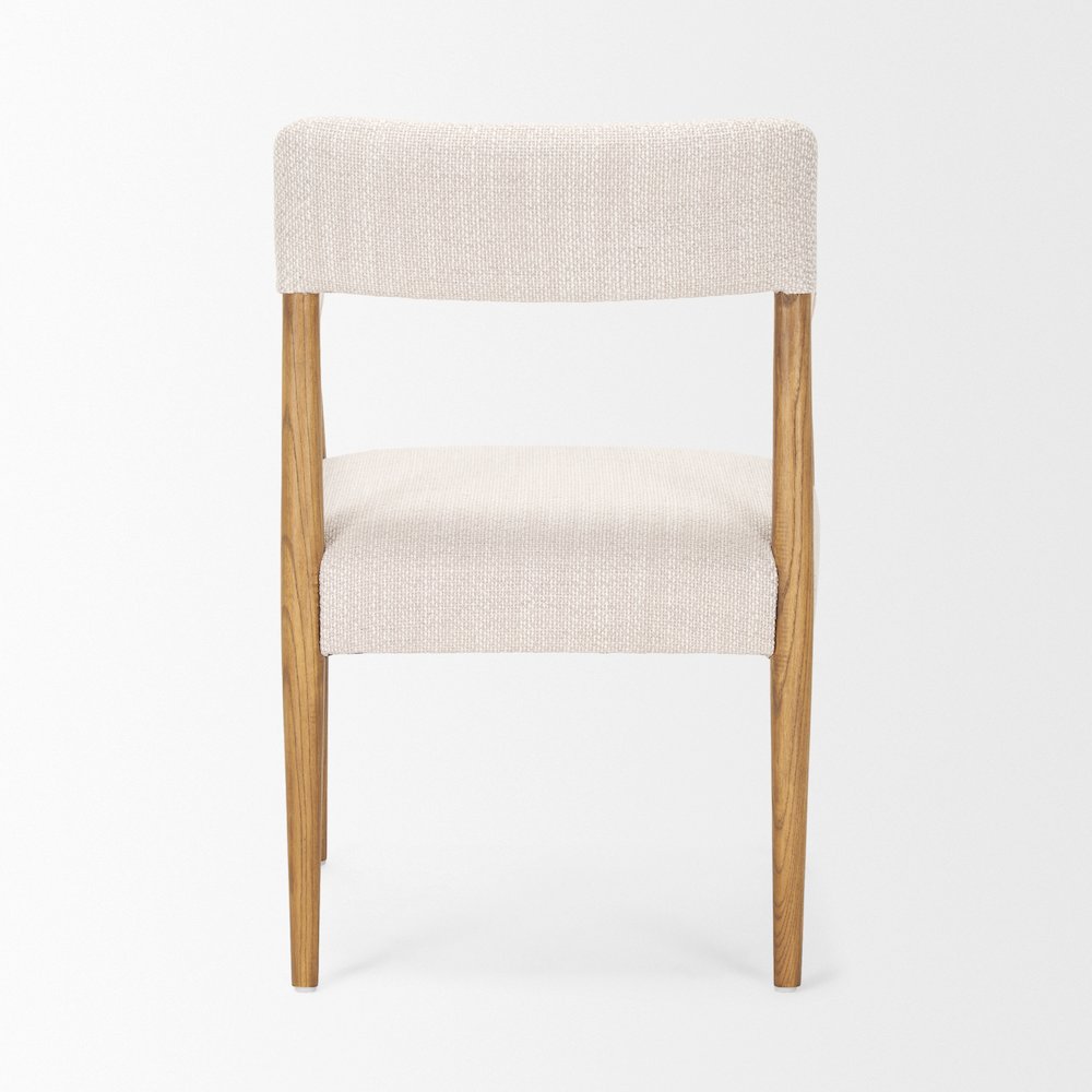 Light Brown Nettlewoodcream Heathered Performance Fabric Dining Chair. Picture 11