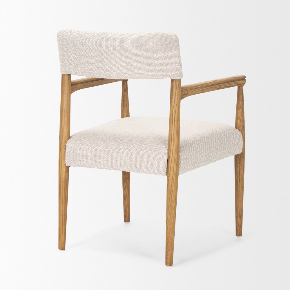 Light Brown Nettlewoodcream Heathered Performance Fabric Dining Chair. Picture 12